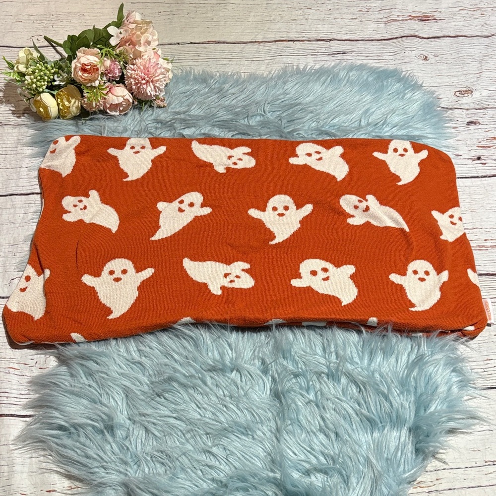 Skull & Bones Orange White Knit Ghost Pillowcase